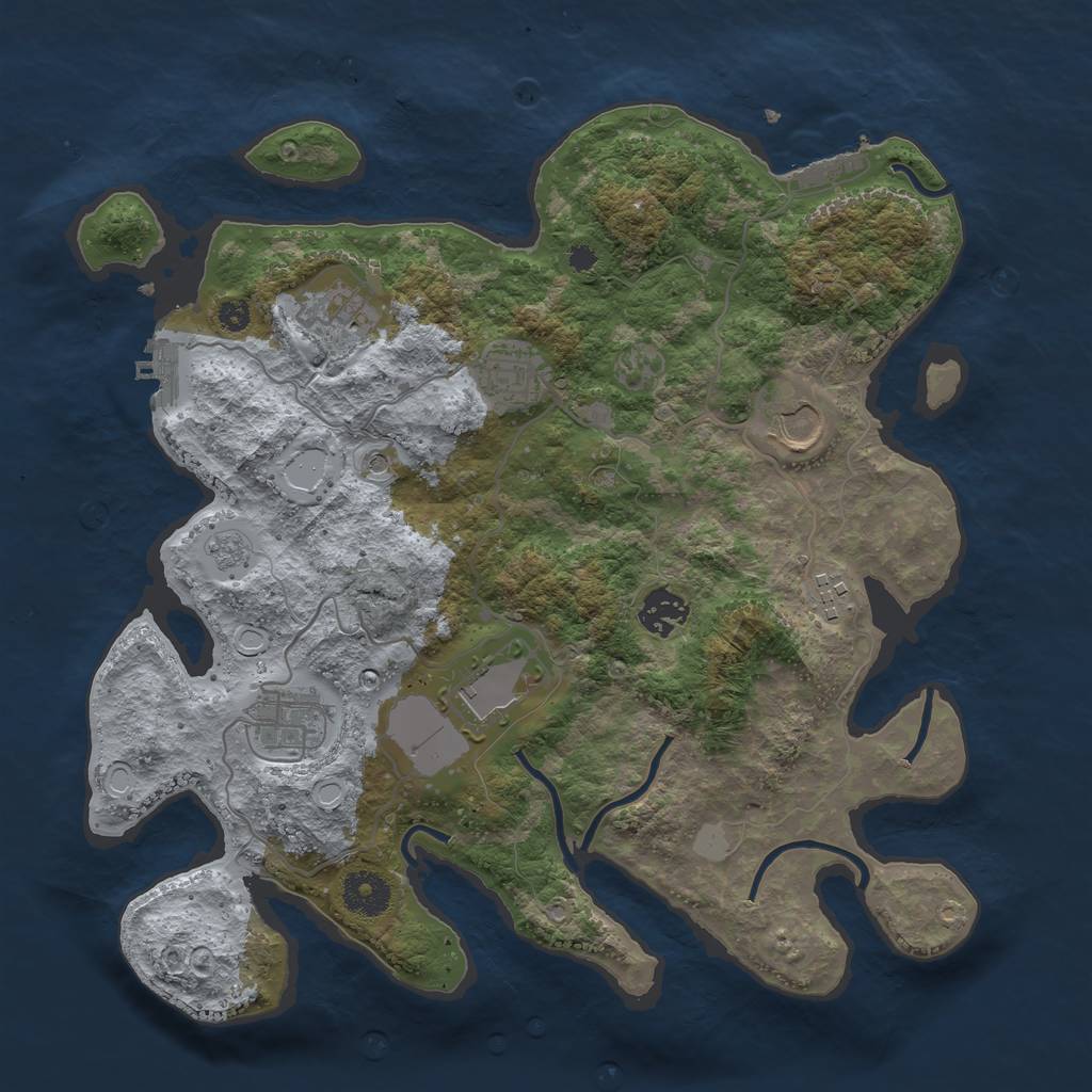 Rust Map: Procedural Map, Size: 3500, Seed: 43413844, 14 Monuments