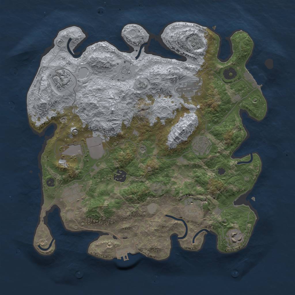 Rust Map: Procedural Map, Size: 3500, Seed: 1657616329, 16 Monuments