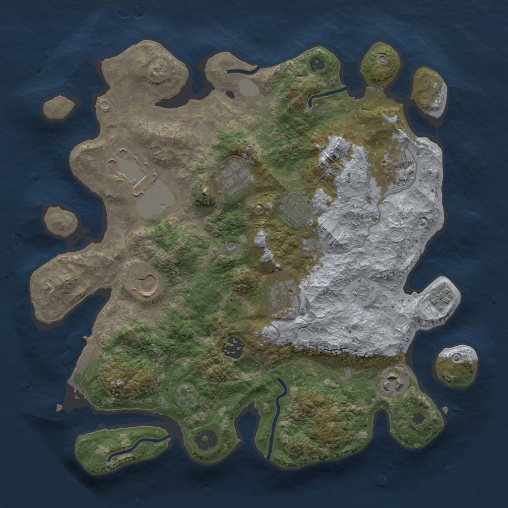 Rust Map: Procedural Map, Size: 3500, Seed: 12641015, 15 Monuments