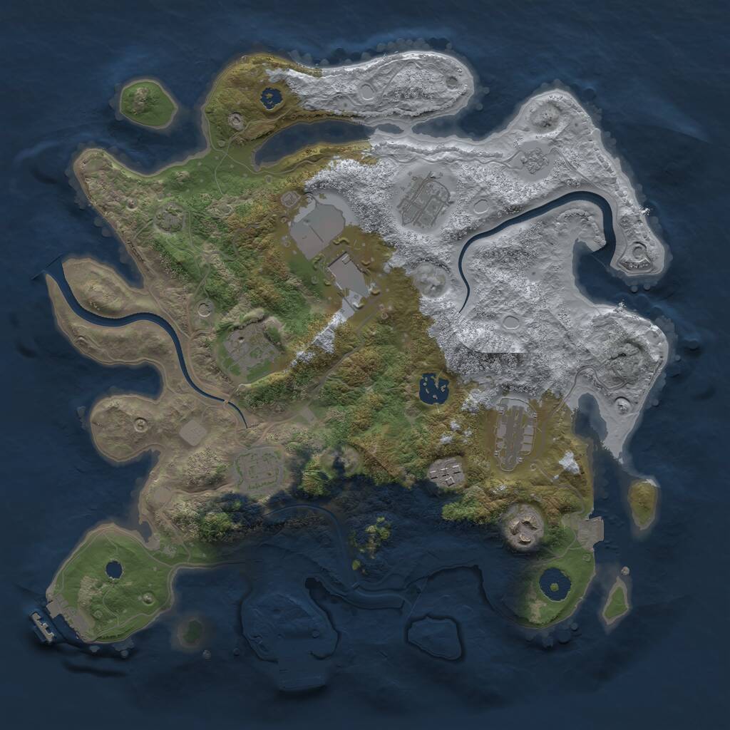 Rust Map: Procedural Map, Size: 3500, Seed: 5024599, 14 Monuments