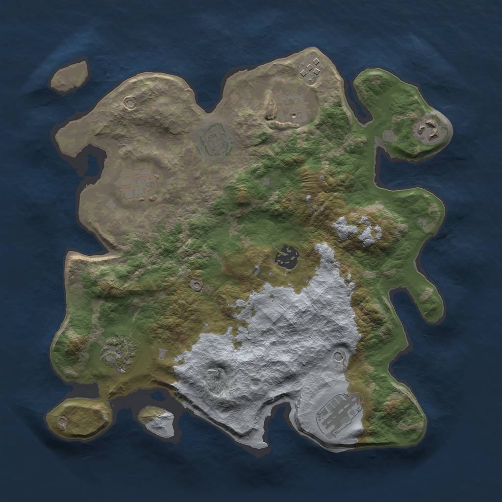 Rust Map: Barren, Size: 3250, Seed: 158445074, 11 Monuments