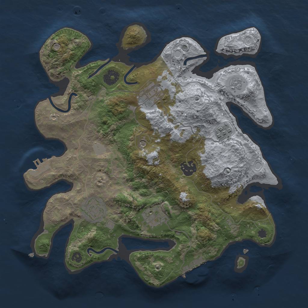 Rust Map: Procedural Map, Size: 3000, Seed: 749869596, 12 Monuments