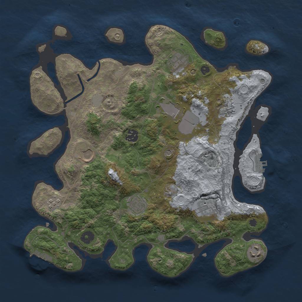 Rust Map: Procedural Map, Size: 3500, Seed: 906869544, 15 Monuments