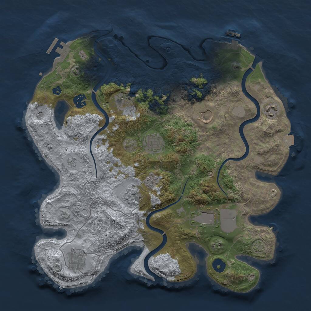 Rust Map: Procedural Map, Size: 3500, Seed: 879166846, 15 Monuments