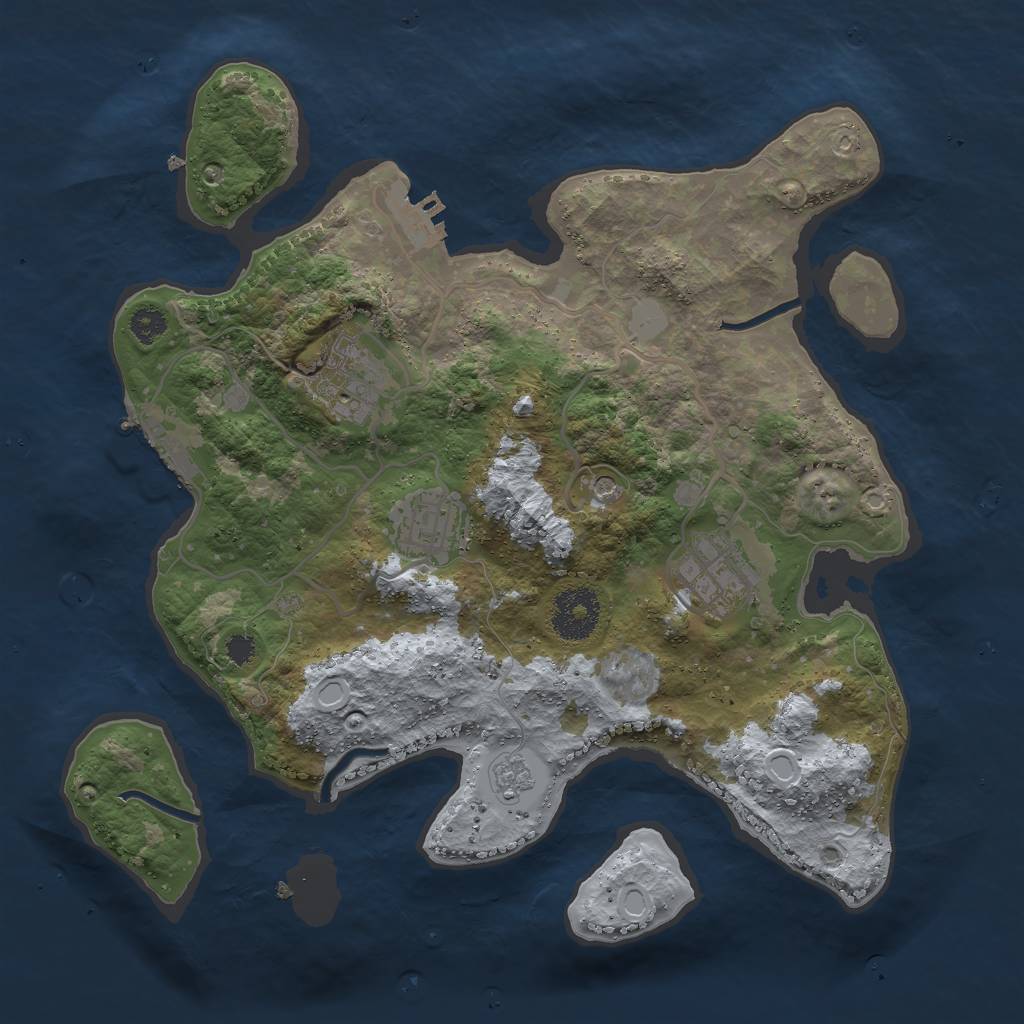 Rust Map: Procedural Map, Size: 3000, Seed: 32212, 10 Monuments