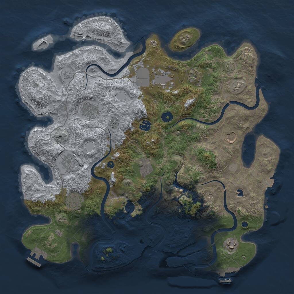 Rust Map: Procedural Map, Size: 4000, Seed: 2538424, 16 Monuments