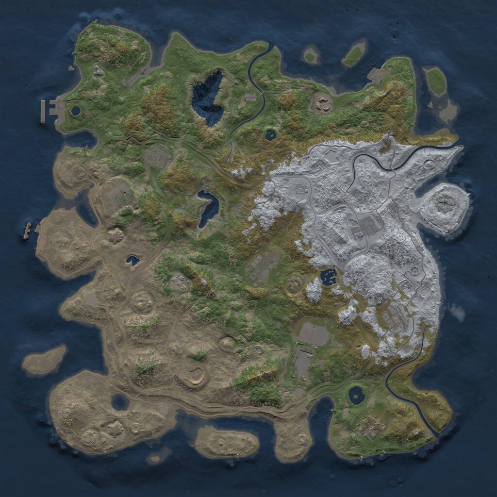 Rust Map: Procedural Map, Size: 4444, Seed: 1337, 17 Monuments