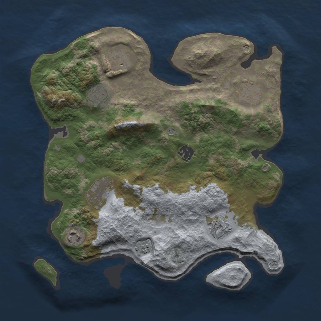 Rust Map: Barren, Size: 3250, Seed: 963671418, 11 Monuments