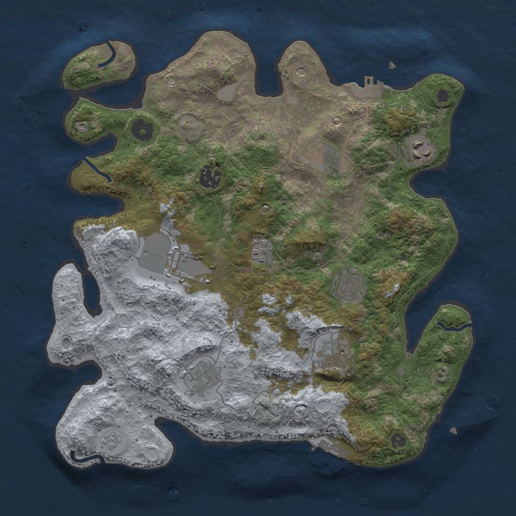 Rust Map: Procedural Map, Size: 3500, Seed: 19173633, 15 Monuments