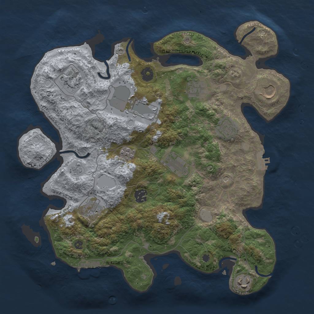 Rust Map: Procedural Map, Size: 3500, Seed: 1810139633, 17 Monuments