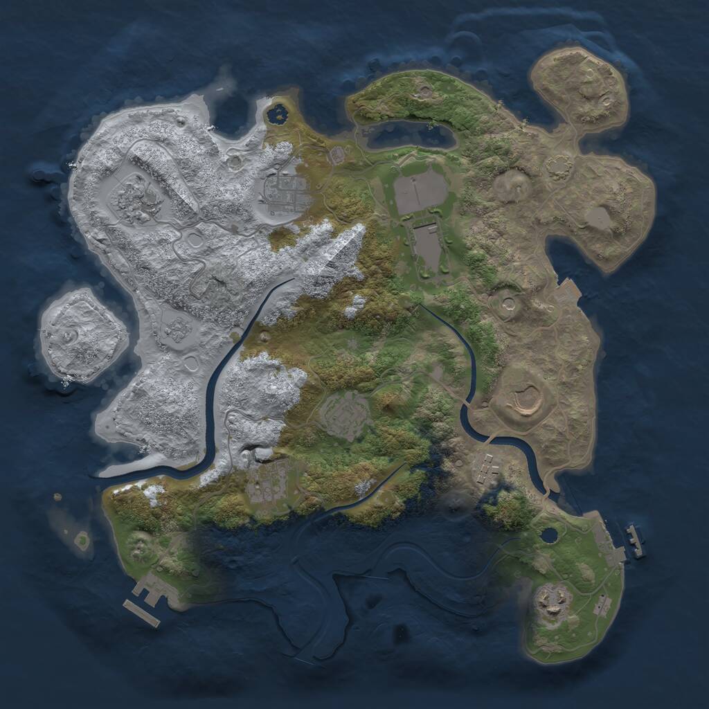 Rust Map: Procedural Map, Size: 3500, Seed: 1810139633, 14 Monuments