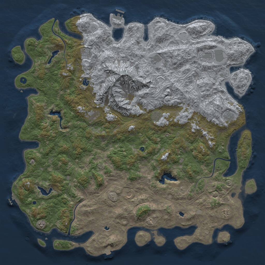 Rust Map: Procedural Map, Size: 6000, Seed: 273261513, 17 Monuments