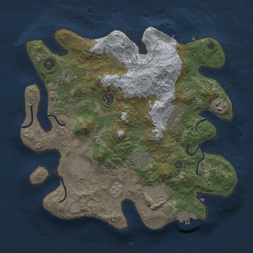 Rust Map: Procedural Map, Size: 3250, Seed: 715027562, 15 Monuments