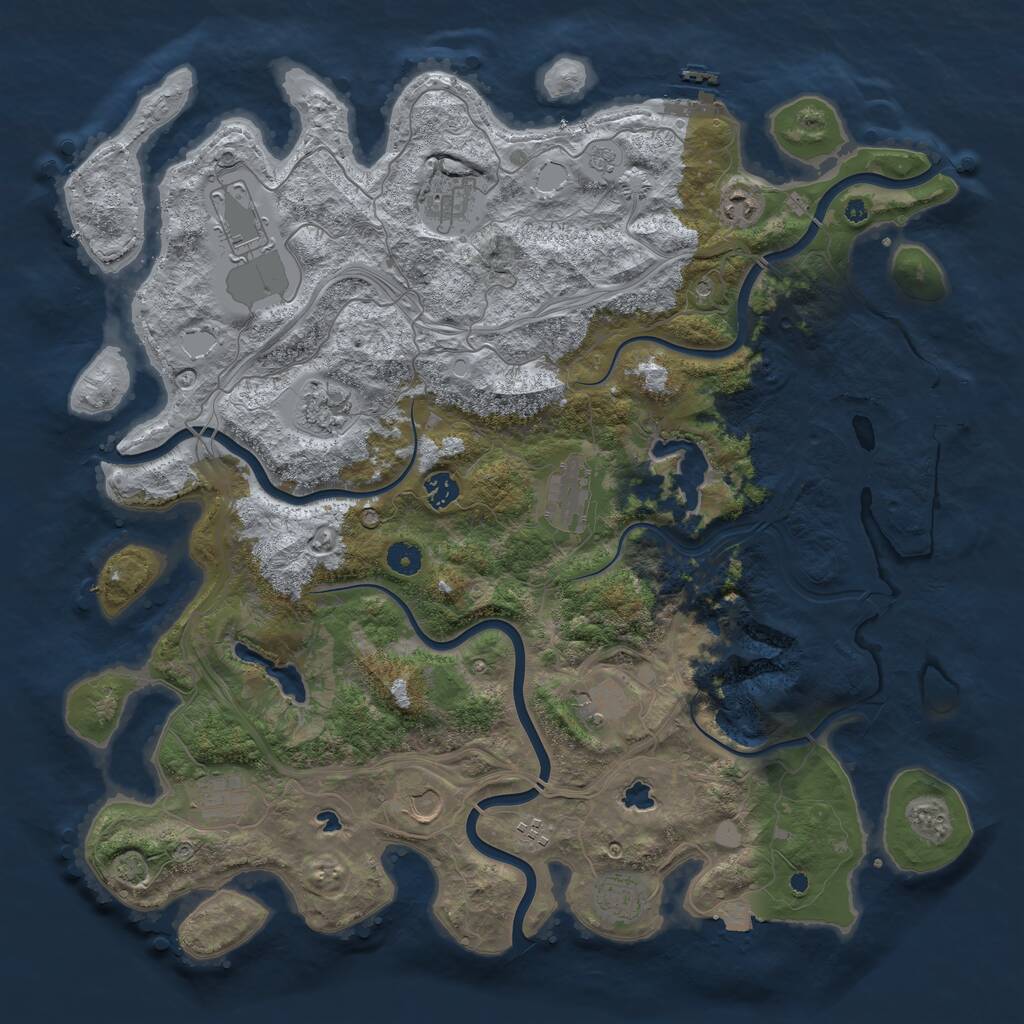 Rust Map: Procedural Map, Size: 4500, Seed: 135997, 17 Monuments