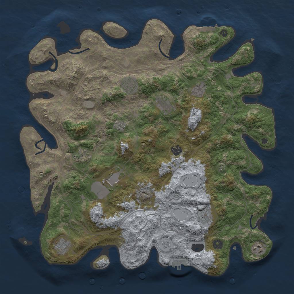 Rust Map: Procedural Map, Size: 4250, Seed: 1018876618, 17 Monuments