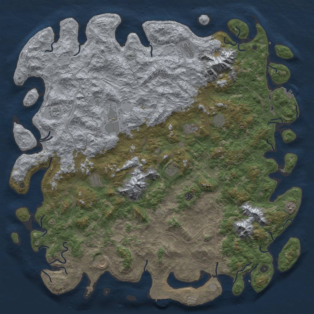 Rust Map: Procedural Map, Size: 6000, Seed: 18465, 18 Monuments