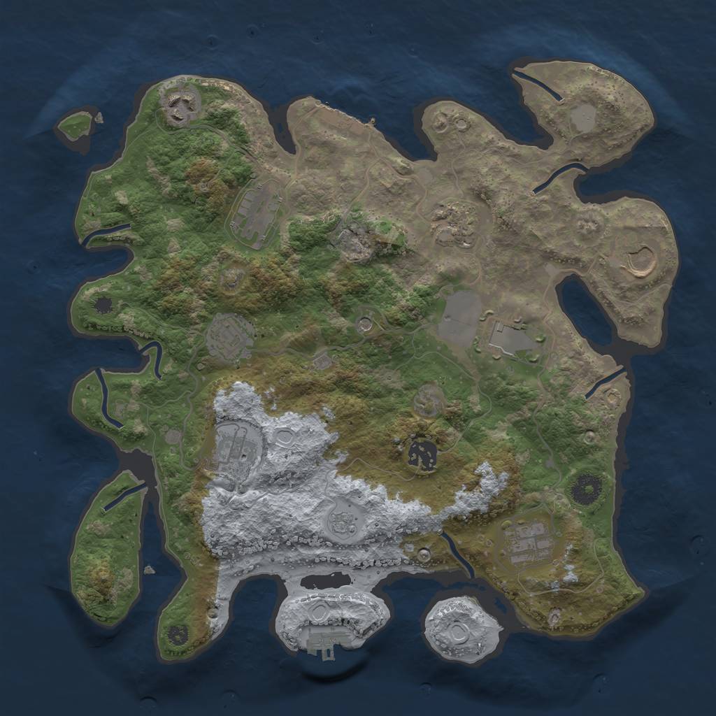 Rust Map: Procedural Map, Size: 3500, Seed: 40270508, 16 Monuments