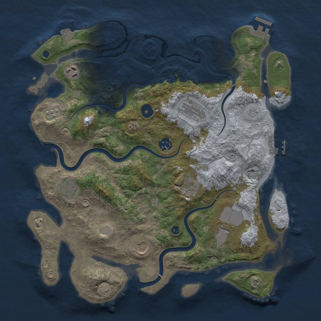Rust Map: Procedural Map, Size: 3750, Seed: 1217140633, 14 Monuments