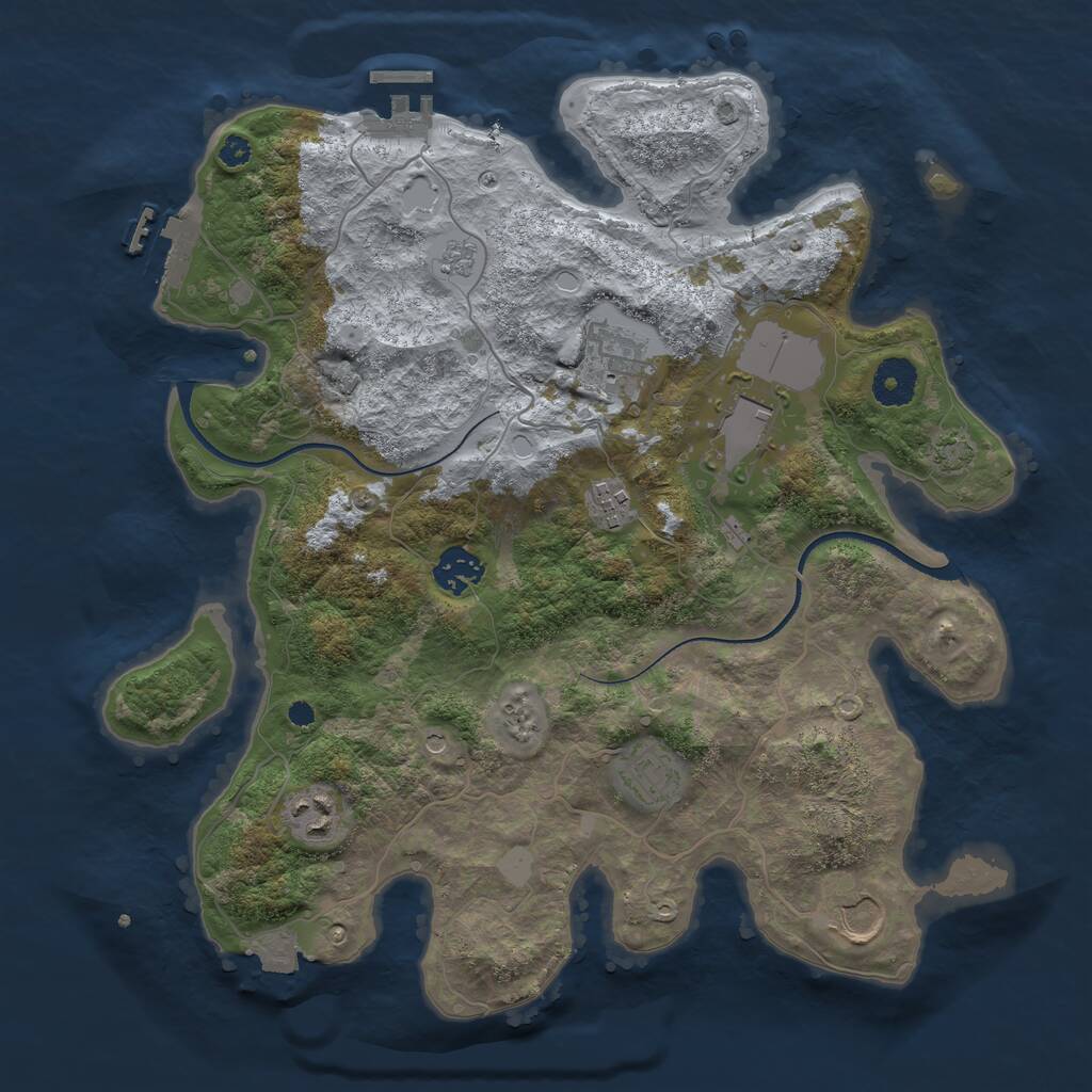 Rust Map: Procedural Map, Size: 3500, Seed: 56143851, 13 Monuments
