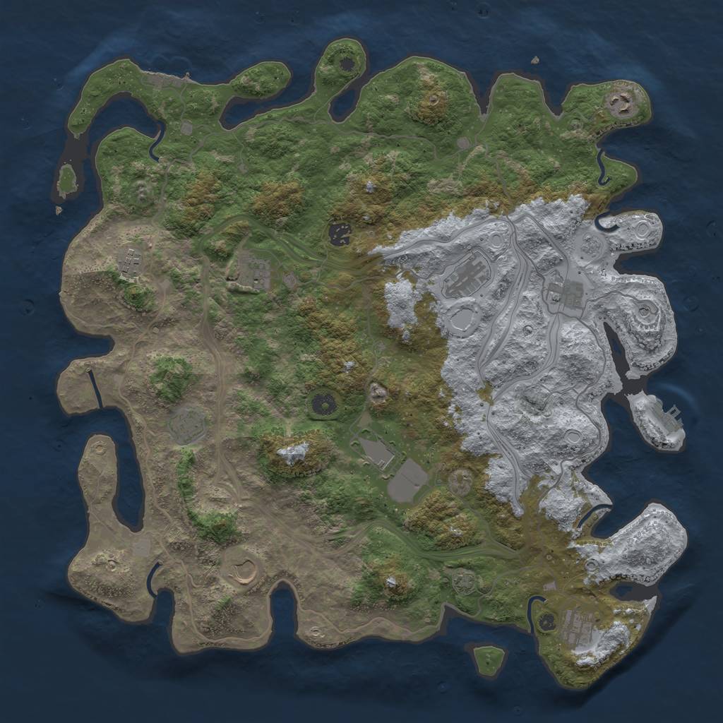Rust Map: Procedural Map, Size: 4500, Seed: 1845042109, 18 Monuments