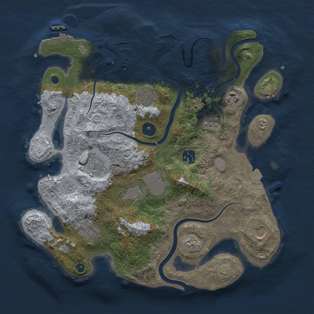 Rust Map: Procedural Map, Size: 3500, Seed: 54353109, 14 Monuments