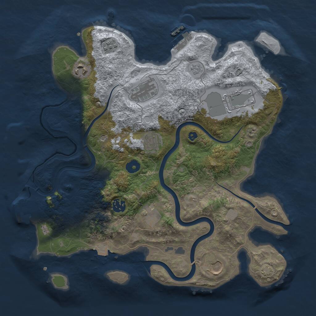 Rust Map: Procedural Map, Size: 3500, Seed: 73681494, 14 Monuments