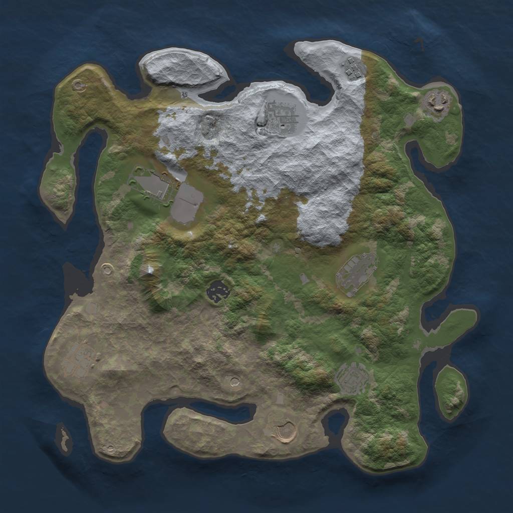 Rust Map: Barren, Size: 3550, Seed: 469504, 12 Monuments