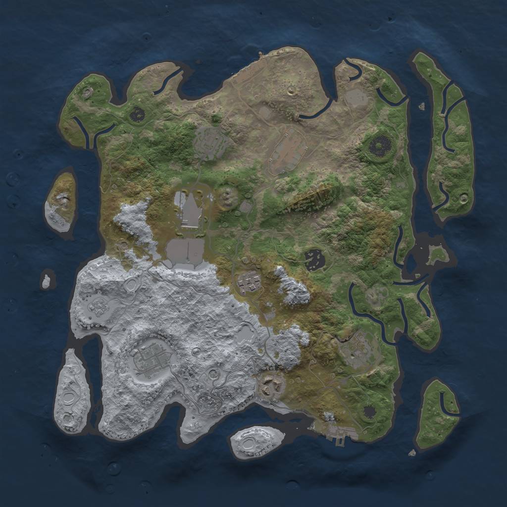 Rust Map: Procedural Map, Size: 3500, Seed: 1854376460, 15 Monuments