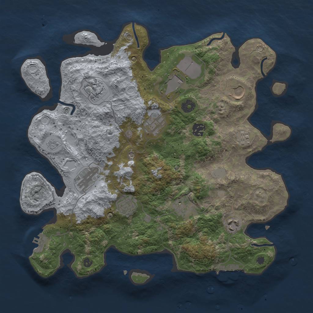 Rust Map: Procedural Map, Size: 3500, Seed: 309416669, 17 Monuments