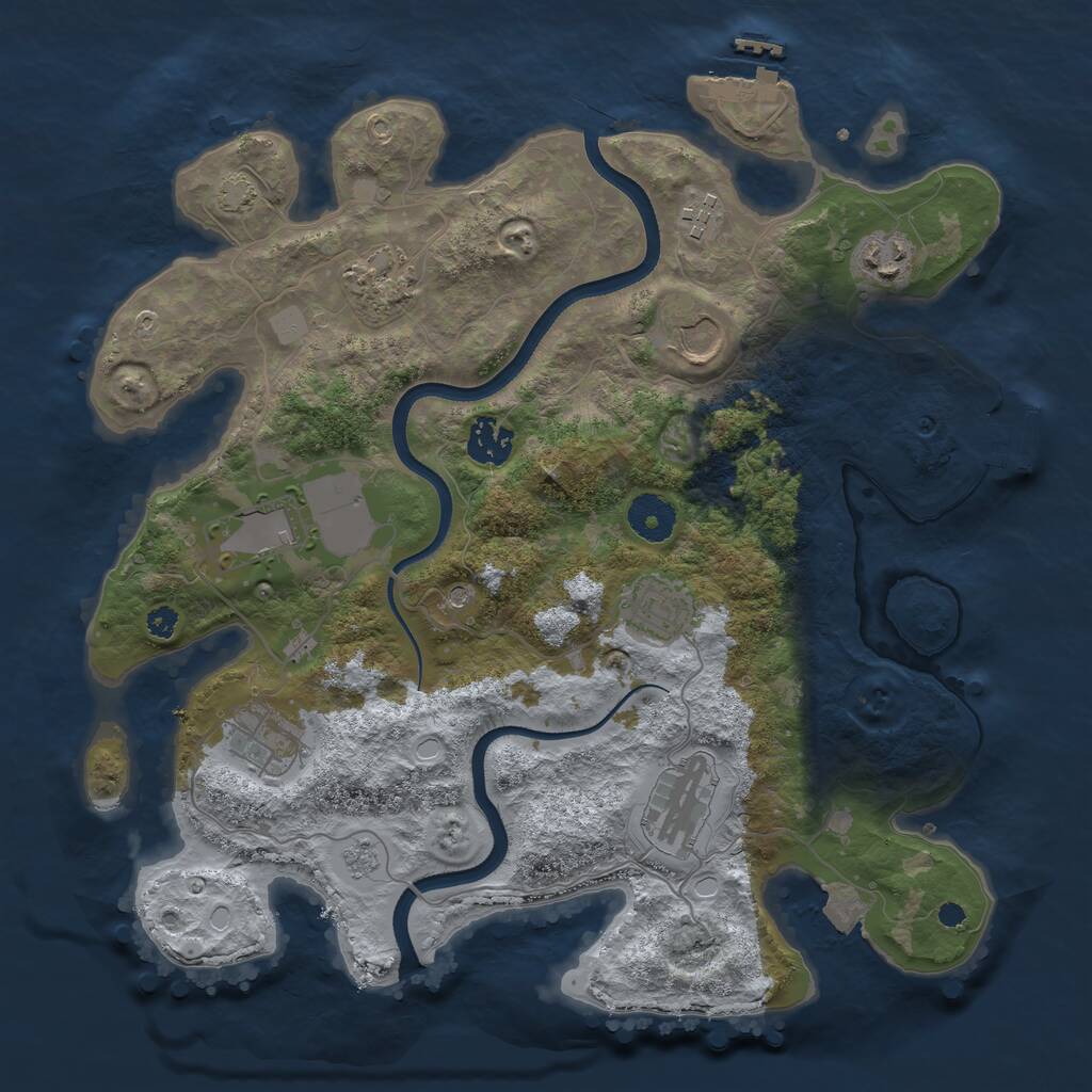 Rust Map: Procedural Map, Size: 3500, Seed: 1140547812, 15 Monuments
