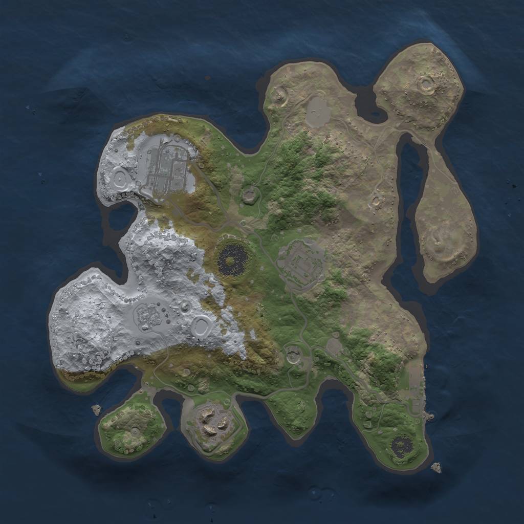 Rust Map: Procedural Map, Size: 2500, Seed: 21414, 9 Monuments