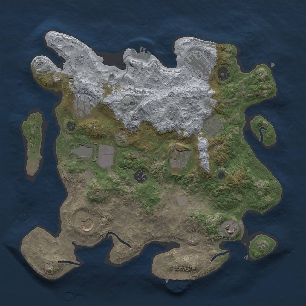 Rust Map: Procedural Map, Size: 3500, Seed: 133510676, 16 Monuments