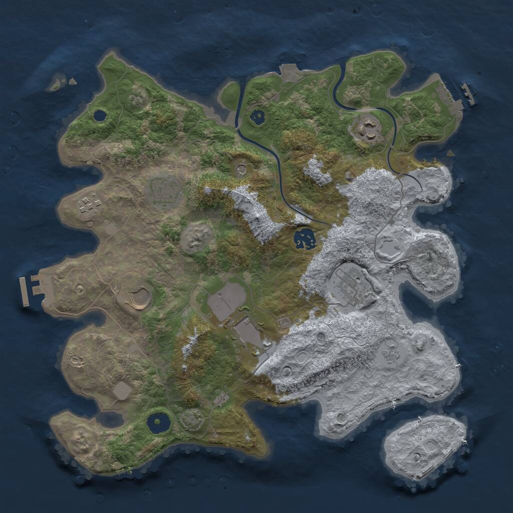 Rust Map: Procedural Map, Size: 3500, Seed: 350954021, 13 Monuments