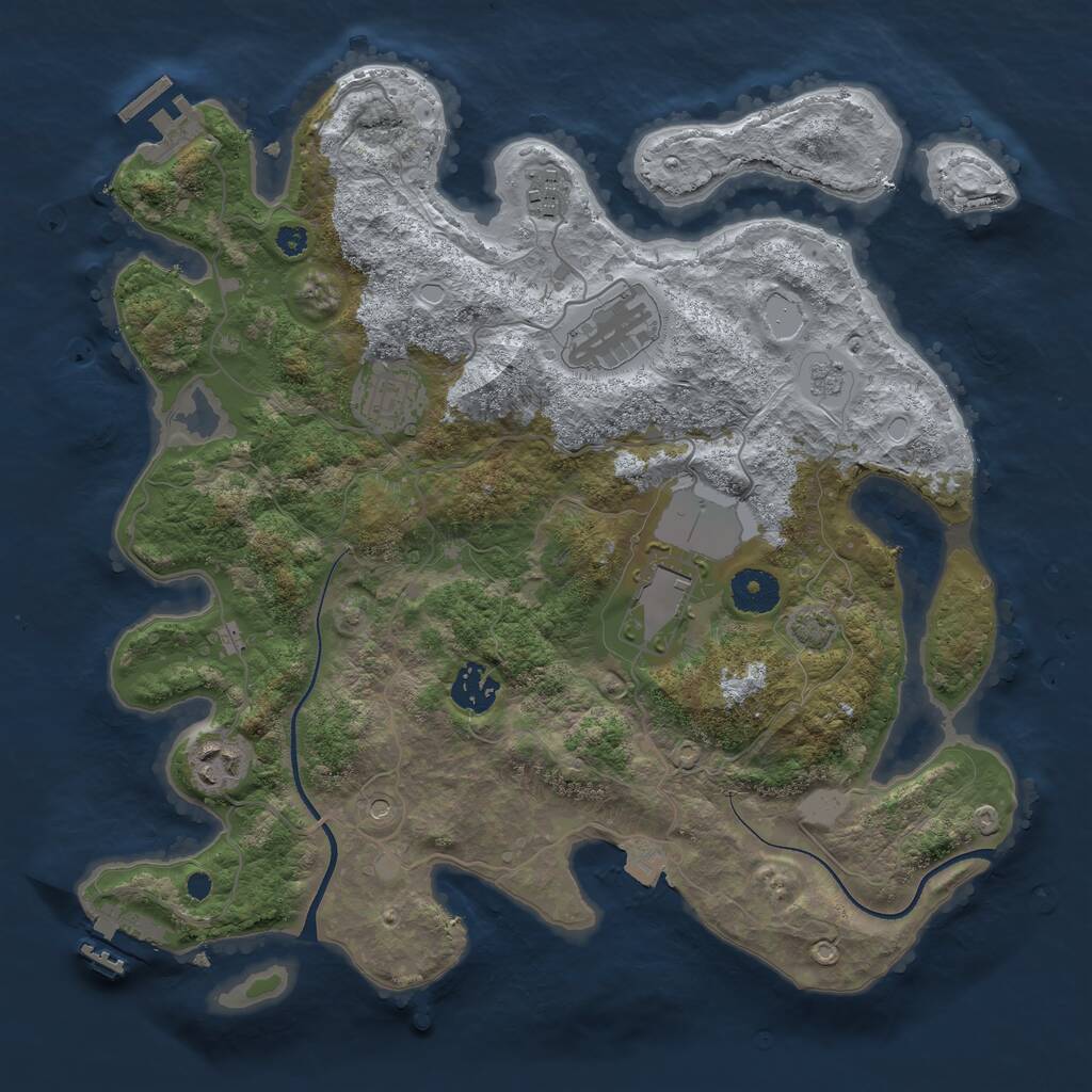 Rust Map: Procedural Map, Size: 3500, Seed: 81383226, 12 Monuments