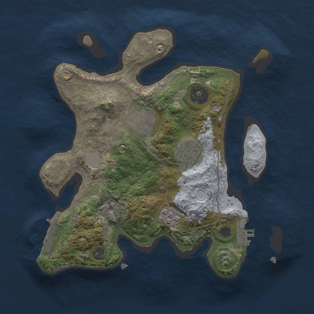 Rust Map: Procedural Map, Size: 2500, Seed: 381147222, 8 Monuments
