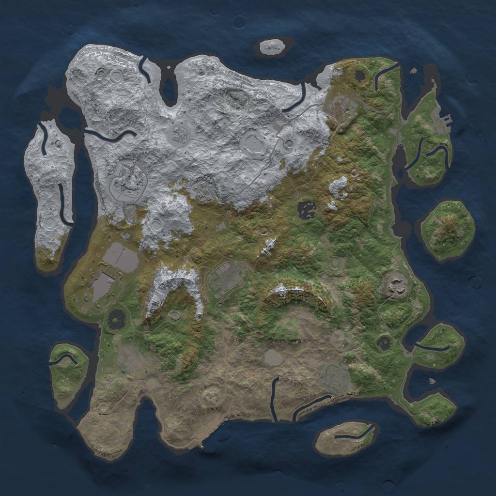 Rust Map: Procedural Map, Size: 3800, Seed: 70158656, 16 Monuments