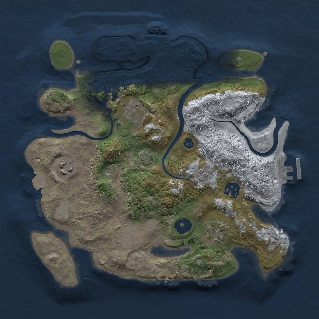 Rust Map: Procedural Map, Size: 3000, Seed: 438379270, 11 Monuments