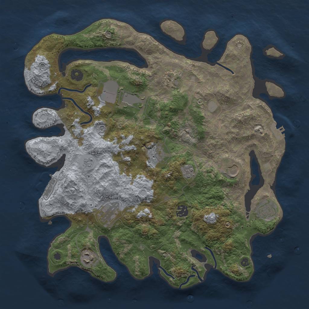 Rust Map: Procedural Map, Size: 3700, Seed: 1073515010, 16 Monuments