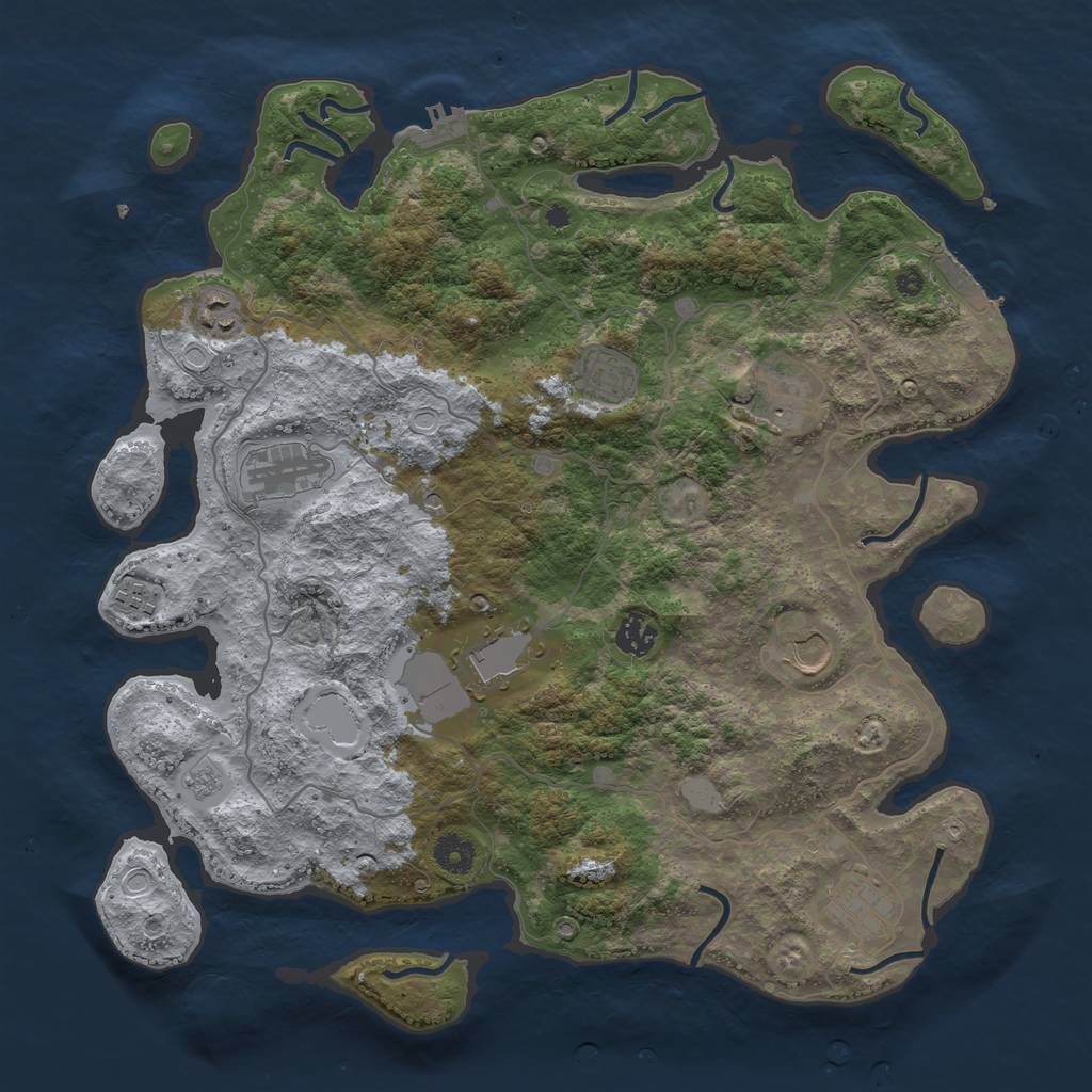 Rust Map: Procedural Map, Size: 4000, Seed: 2574, 16 Monuments