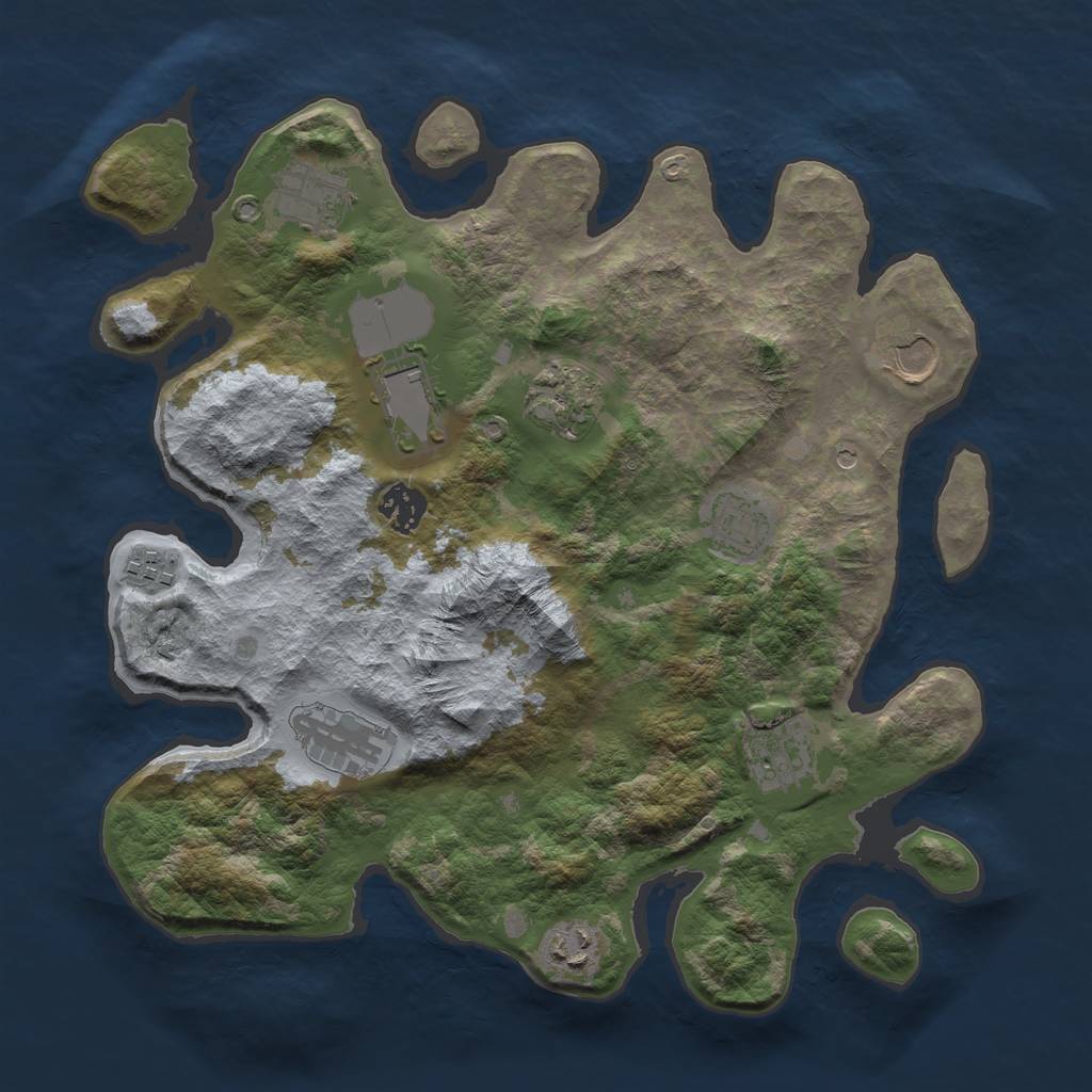 Rust Map: Barren, Size: 3500, Seed: 1220747062, 13 Monuments