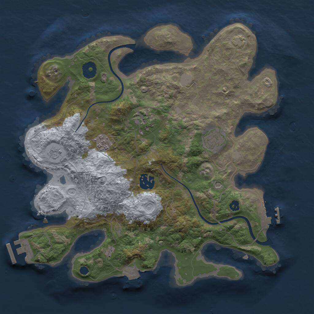 Rust Map: Procedural Map, Size: 3000, Seed: 76996, 10 Monuments