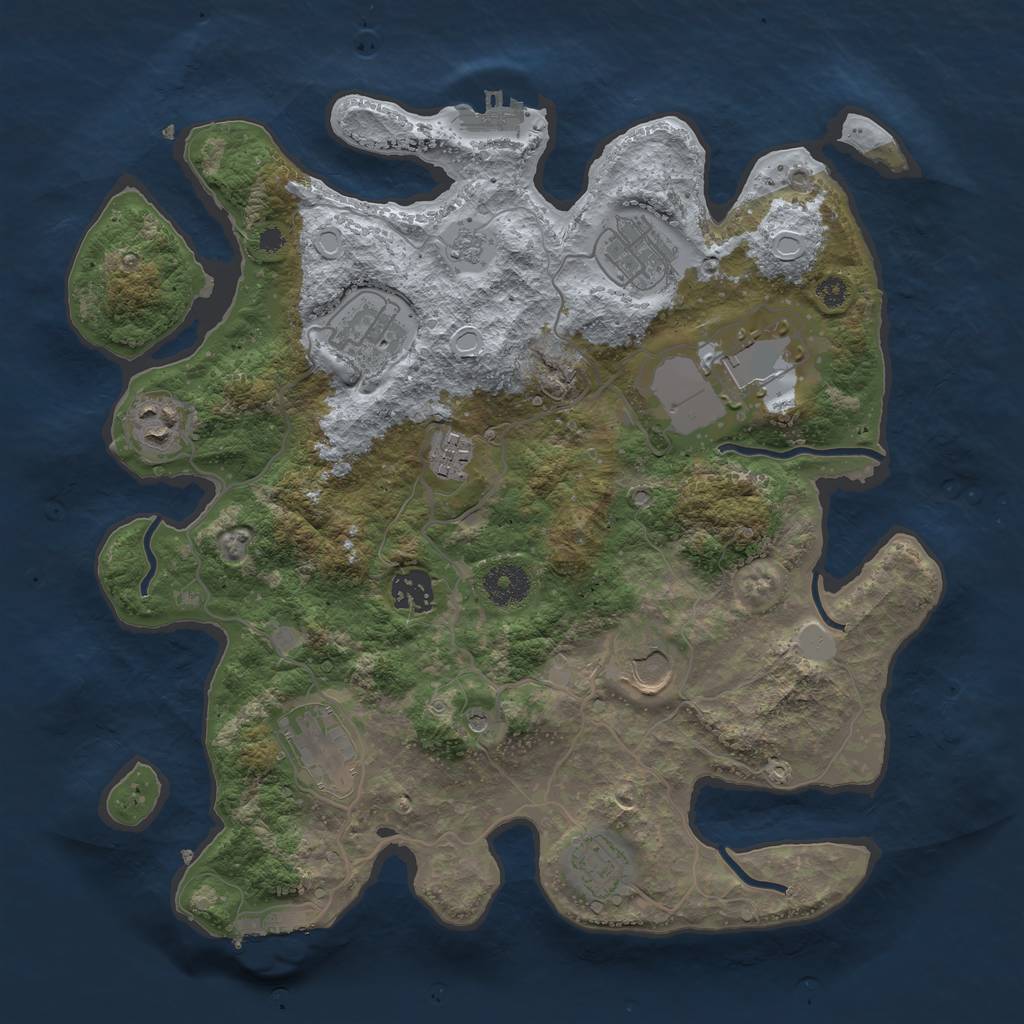 Rust Map: Procedural Map, Size: 3500, Seed: 29466113, 16 Monuments