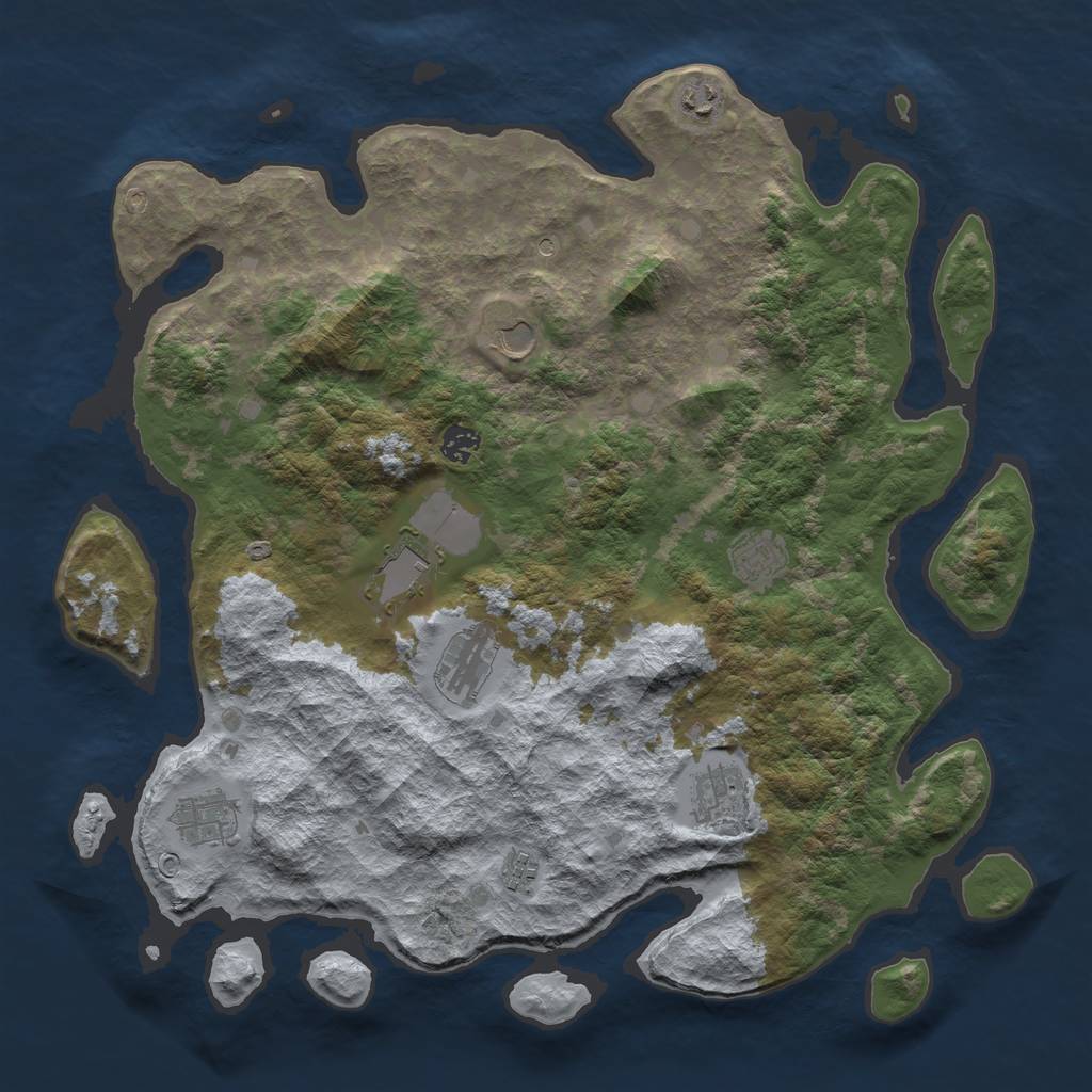 Rust Map: Barren, Size: 4250, Seed: 679550460, 12 Monuments