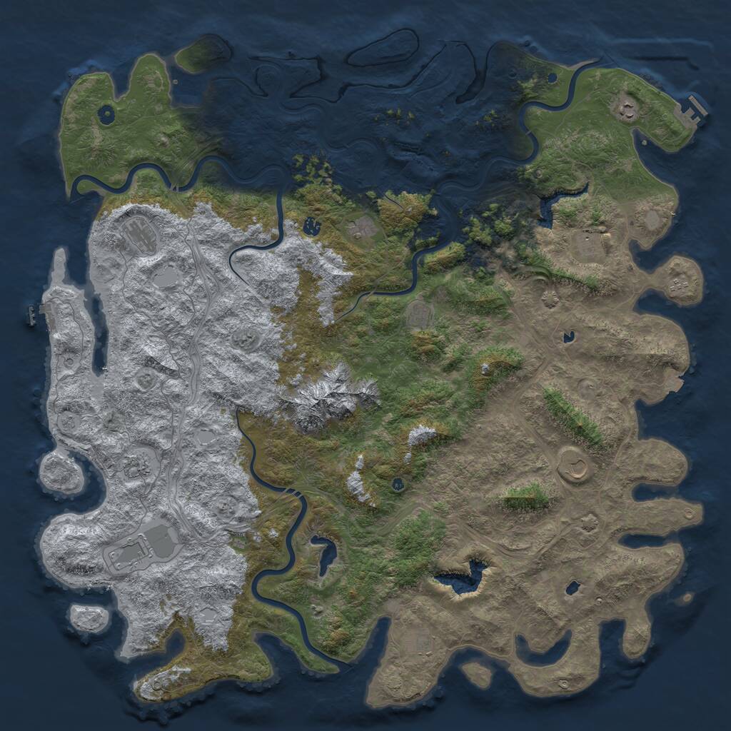 Rust Map: Procedural Map, Size: 6000, Seed: 36199374, 17 Monuments