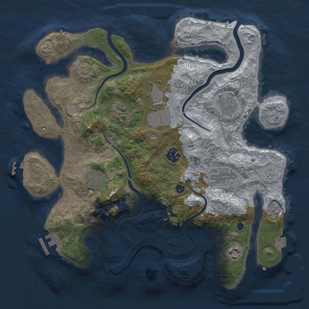 Rust Map: Procedural Map, Size: 3500, Seed: 672099561, 14 Monuments