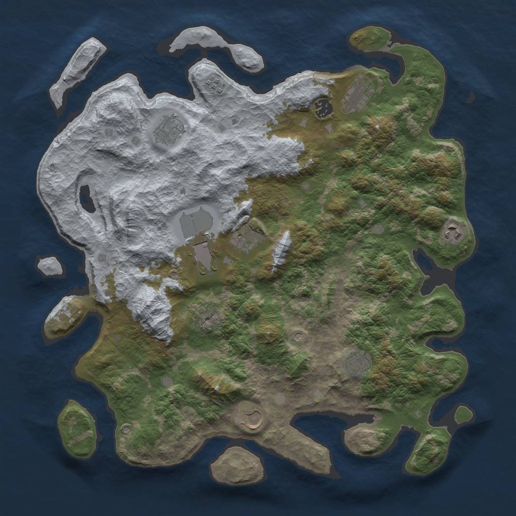 Rust Map: Barren, Size: 4250, Seed: 885565737, 12 Monuments