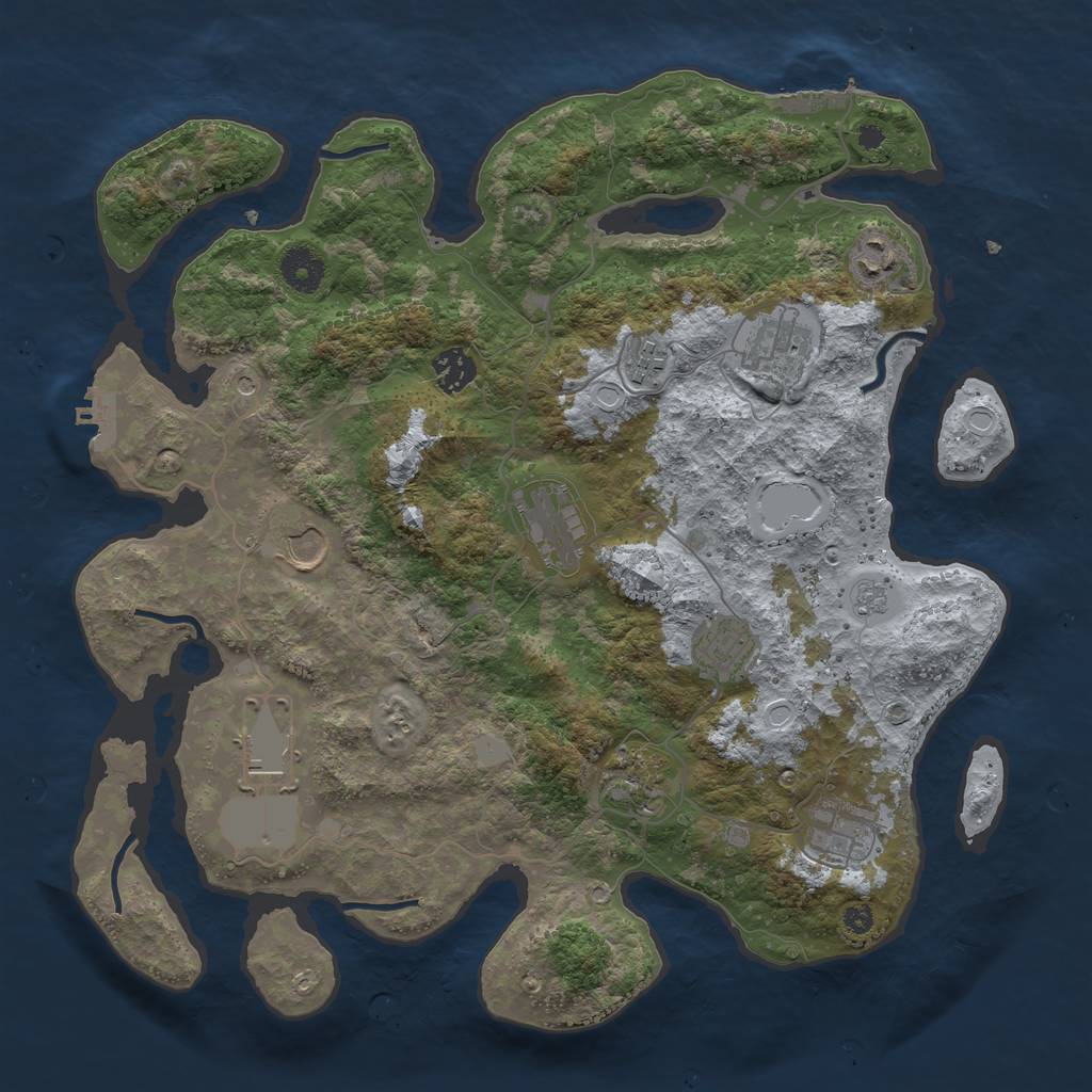 Rust Map: Procedural Map, Size: 3750, Seed: 970768512, 17 Monuments