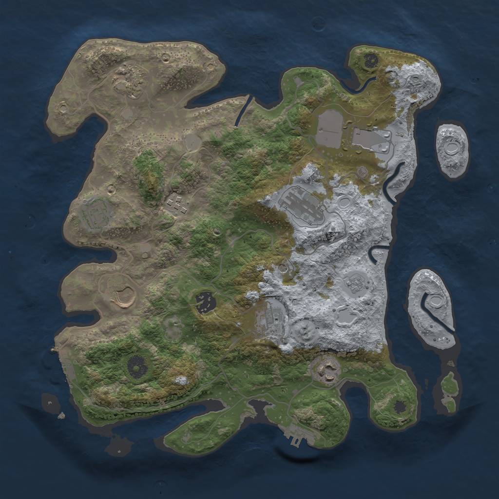 Rust Map: Procedural Map, Size: 3500, Seed: 77653312, 16 Monuments