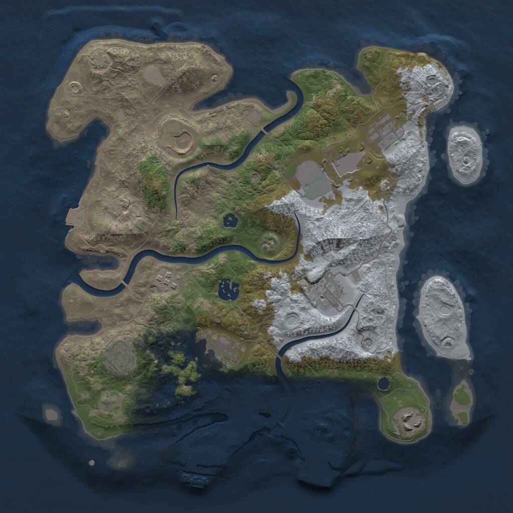 Rust Map: Procedural Map, Size: 3500, Seed: 77653312, 14 Monuments
