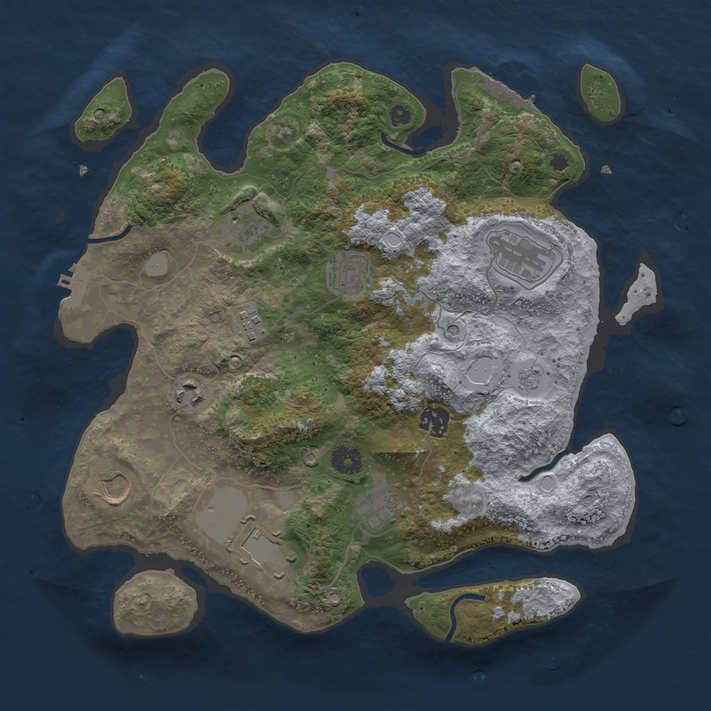 Rust Map: Procedural Map, Size: 3500, Seed: 85449797, 16 Monuments